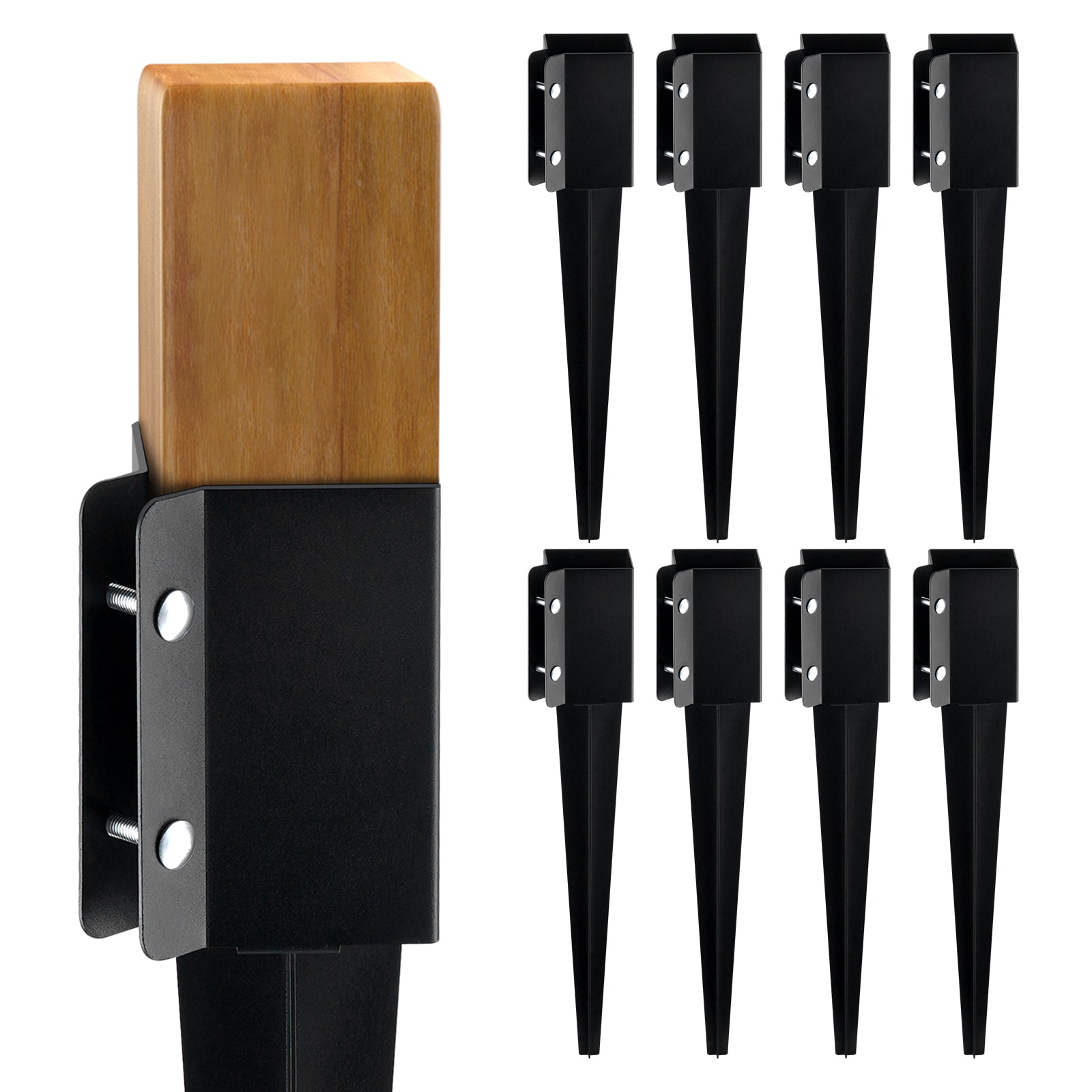 Fence Post Anchor Ground Spike, Black Metal Stake For Garden_voghion.com